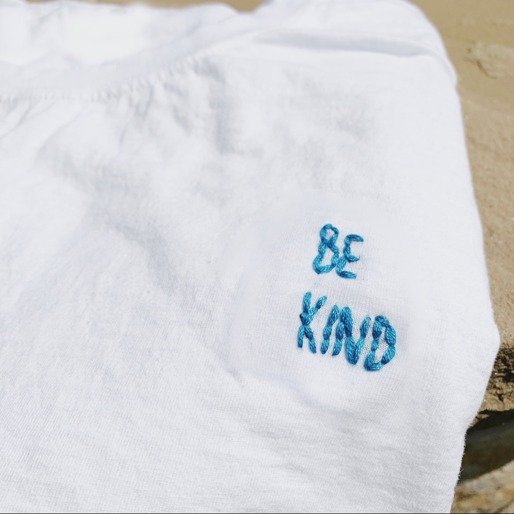 ‘Be Kind’ Handmade Embroidered Tee - Picture 6 of 7